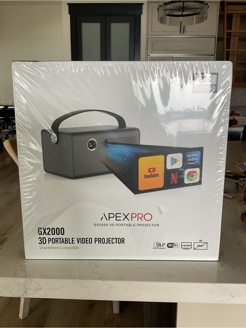 Apex GX2000 Portable Projector in Gray with Black Handle